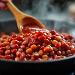 Fagioli rossi e concentrato mescolati al chili.
