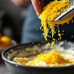 Scorza di limone grattugiata aggiunta all’impasto.