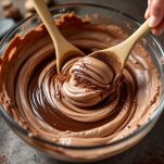 Impasto al cacao versato su quello chiaro nello stampo.