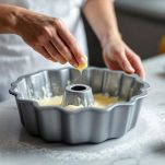 Stampo per ciambellone imburrato pronto all’uso.