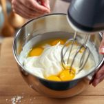 Albumi montati a neve in ciotola.