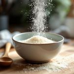 Lievito sciolto in scodella con acqua tiepida.