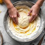 Impasto dolce in ciotola con ingredienti vari.
