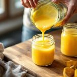 Vasetti di crema al limone chiusi ermeticamente.