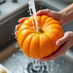 Dadini di zucca fresca pronti per la cottura.