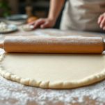 Base di pasta frolla stesa in tortiera.