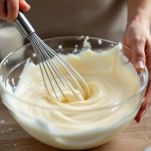 Crema di yogurt e formaggio in ciotola.