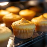 Cupcake in cottura nel forno statico.