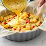 Composto versato in teglia con carta da forno.