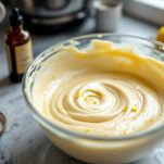 Scorza di limone grattugiata su impasto in ciotola.