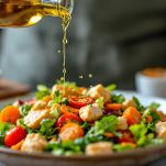 insalata mista con pollo, carote e pomodori