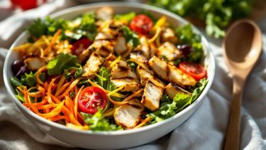 insalata mista con pollo, carote e pomodori