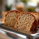 Fette di pane integrale tostate su griglia.