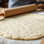 Impasto di mostaccioli steso con mattarello.