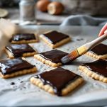 Mostaccioli glassati al cioccolato fondente.