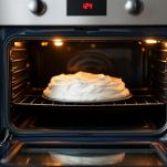 Meringa che cuoce nel forno per lunga cottura.