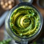 Pesto in lavorazione nel frullatore.