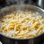 Pici che cuociono in pentola con acqua salata.