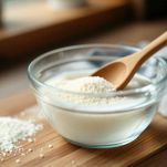 Ciotola con lievito sciolto in acqua e zucchero.