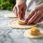 Calzoni modellati e sigillati ai bordi.