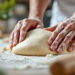 Impasto morbido ed elastico sul piano di lavoro.