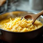 Formaggio che si fonde nella polenta taragna.