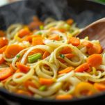 Verdure tritate che rosolano nel burro.