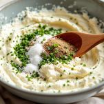 Ciotola con impasto di ricotta e borragine.