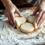 Pezzi di impasto modellati in piccole palline.