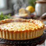 Quiche lorraine tagliata e pronta da gustare.