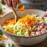 Ripieno tritato e mescolato in ciotola.