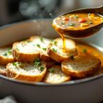 Pane immerso nella minestra bollente.