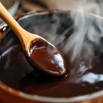 Cioccolato fuso aggiunto nella ciotola del composto.