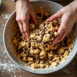 Impasto compatto ottenuto mescolando a mano.