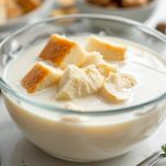 Mollica ammollata, funghi rinvenuti e rigaglie affettate.