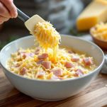 Composto con groviera e prosciutto mescolati.