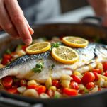 Branzino condito in teglia