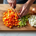 Verdure fresche tagliate a pezzi