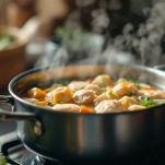 Brodo in pentola a fuoco basso