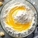Impasto di colomba con uova, burro e aromi.