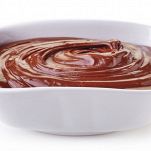 bowl of chocolate cream isolated on white background