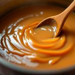 Dulce de leche in cottura lenta in pentolino.