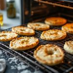 Mezze friselle tostate nel forno a bassa temperatura.