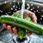 Zucchine tagliate a julienne in insalatiera.