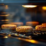 Hamburger di ceci dorati in forno su teglia.