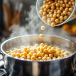 Ceci scolati in colino e trasferiti in ciotola.