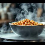 Insalatiera con ceci riscaldata a bagnomaria.