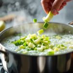 Finocchi a pezzi lessati in pentola con acqua salata.