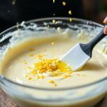 Olio versato lentamente nell’impasto.