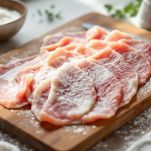 Fettine di vitello infarinate da un solo lato.